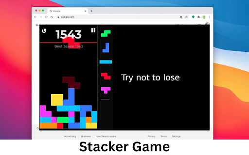 Stacker Game :: Stacker is a fun arcade game played in a pop-up window. Stack falling tetra blocks without touching the ceiling! Play offline!