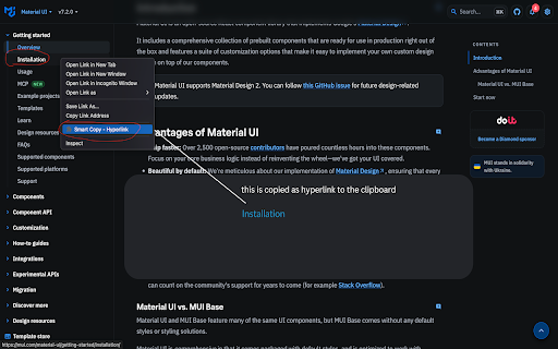 Smart Copy - Hyperlink :: Copy a link as hyperlink in a single click, also you can configure what texts are can be copied when copy a link