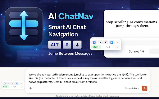 AI ChatNav :: Navigate between user and AI messages in ChatGPT, Claude.ai, and other AI chat interfaces