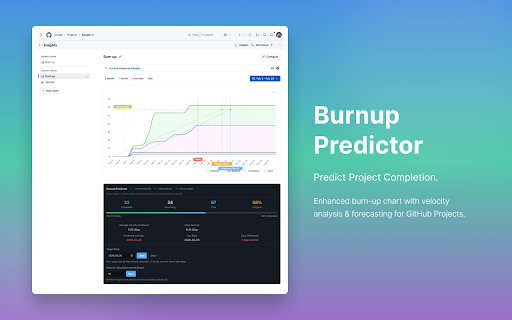 Insights Plus for GitHub Projects :: Enhances GitHub Projects with insights like velocity prediction, completion date estimation, and more