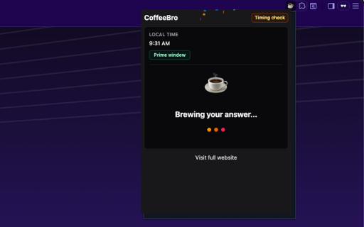 CoffeeBro - Perfect Coffee Timing :: Know the perfect time to drink coffee based on circadian science. Get recommendations for optimal caffeine timing.