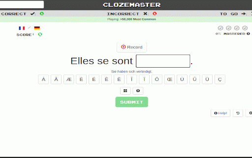 Clozemaster level up popup closer :: Automatically clicks out of the level up popup in clozemaster and focuses on the text input