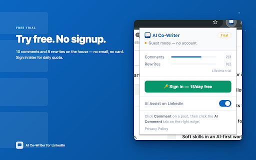 AI Co-Writer for LinkedIn :: AI-powered comment generation and post rewriting for LinkedIn.