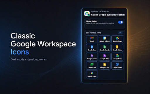 Classic Google Workspace Icons :: Extension for restoring classic Google Workspace icons with local assets and clean shared configuration.