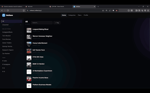 UniSave :: Save anything from the web — YouTube, Instagram, Reddit, X, Pinterest and more. Organize with collections and tags.