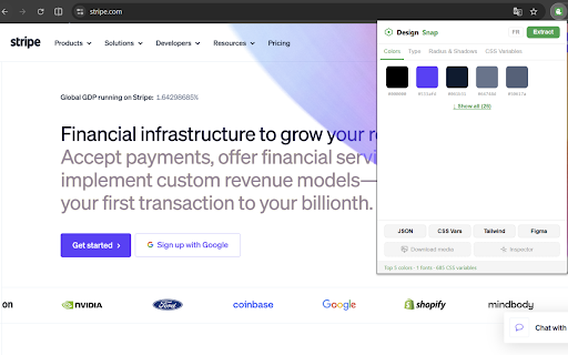 Design Snap :: Extract design tokens, inspect any element's CSS, and download images & videos — all from one popup.
