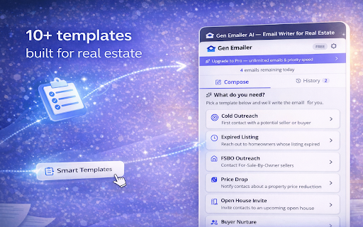 Gen Emailer AI — Email Writer for Real Estate :: AI-powered email composer built for real estate agents. Write cold outreach, follow-ups, and listing emails in seconds.