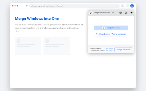 Merge Windows into One :: Merge all browser windows into one.