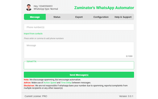 Zaminator's WhatsApp Automator :: Automate & Schedule Messages on WhatsApp.