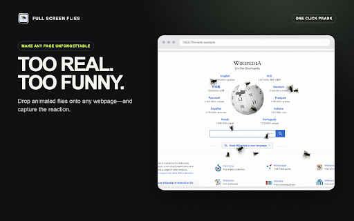 A screen full of flies (a scam tool) :: Add a fly to the current webpage screen.