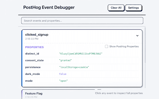 PostHog Event Debugger (Unofficial) :: Unofficial extension to monitor and debug PostHog events in real-time.