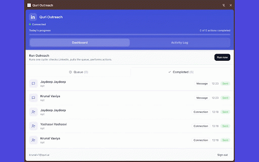 Quri Outreach :: Quri's automated outreach assistant for LinkedIn.