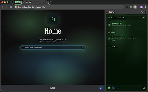 Lunma :: Vertical tabs and per-project Spaces for Chrome, with smart folders and a quick launcher.