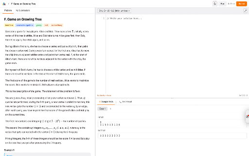 Leetify for Codeforces :: Modern interface for Codeforces — split-pane editor, dark theme, difficulty ratings and topic tags.