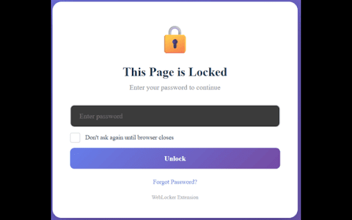 WebLocker :: Professional web locking extension - Lock, block, and protect your browsing with password security