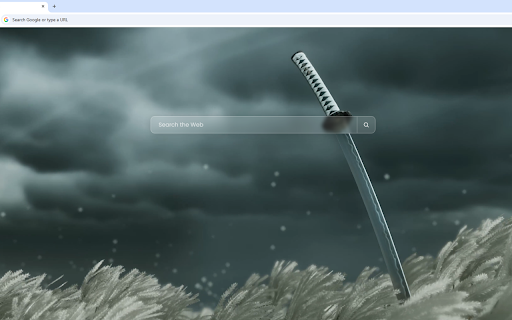Sakai Katana In The Field Ghost Of Tsushima Live Wallpaper :: The Sakai katana stands planted in a field of white grass under a dark, stormy sky with floating particles.