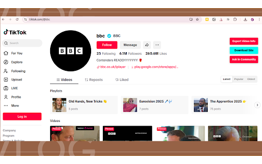 TikTok Video Exporter :: Export TikTok videos, descriptions and image URLs to Excel