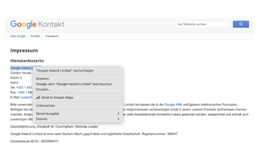 Send to Google Maps :: Sends the current text selection with 1-Click to Google Maps.