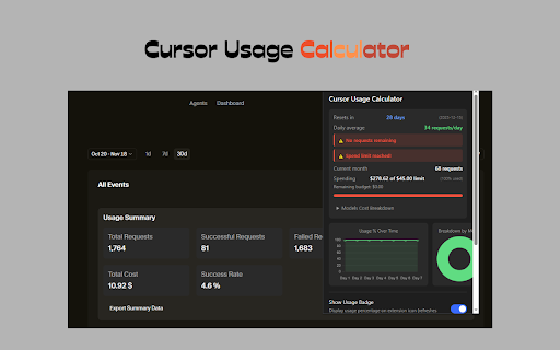 Cursor Usage Calculator :: Calculate total requests, tokens and costs on Cursor dashboard