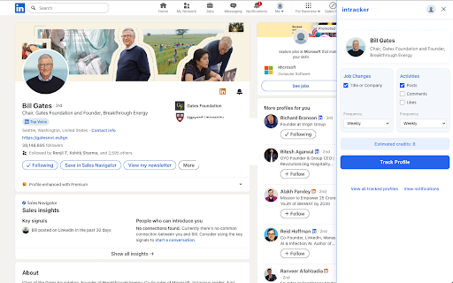 intracker - LinkedIn Profile Tracker :: Track LinkedIn profiles for job changes, activities such as posts, comments, reactions and more with intracker.