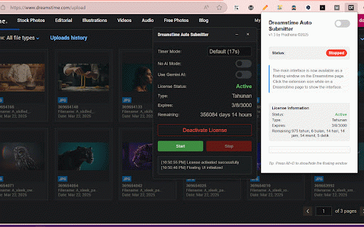 Dreamstime Auto Submitter :: Automate Dreamstime image submissions with AI support and advanced features