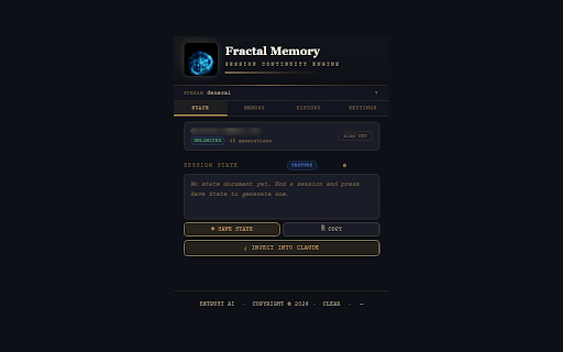Fractal Memory — AI Memory That Crosses Every Platform :: Carry your AI conversation context across Claude, ChatGPT, Gemini, and Grok. The only extension that moves memory between AIs.