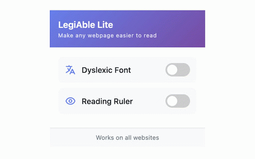 LegiAble Lite :: Make any webpage easier to read with OpenDyslexic font and reading ruler