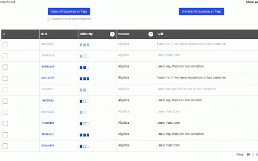 SAT Suite Question Bank Improved :: Shows completed questions on the SAT Suite platform.