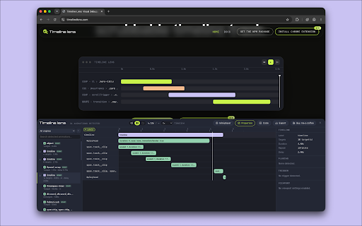 Timeline Lens :: Visual inspector for GSAP, CSS, and Web Animations API animations on a page. Not affiliated with GreenSock/GSAP.