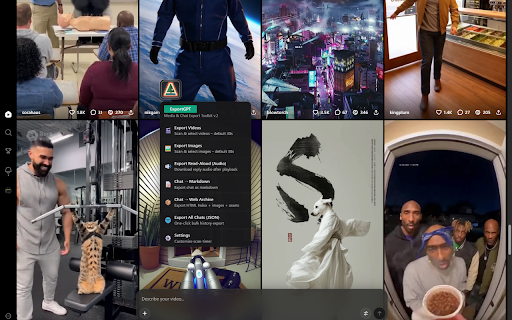 ExportGPT – Media & Chat Export Toolkit :: Download videos, images, audio, and chats from ChatGPT and Sora at scale—built for creators and digital archivists.