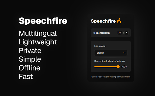 Speechfire :: Provides offline speech-to-text functionality into any focused text field.