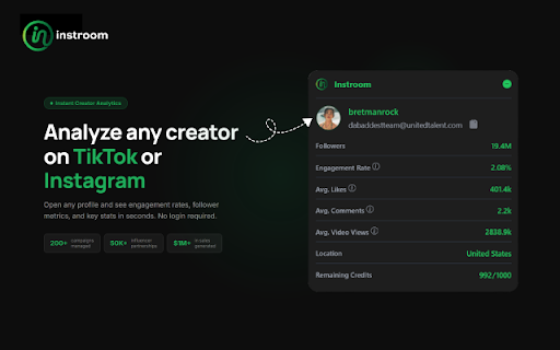 Instroom — Instagram & TikTok Influencer Analytics :: Get instant stats on any Instagram or TikTok profile