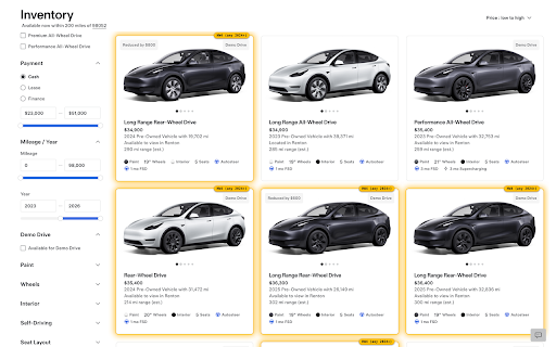 Tesla Inventory Helper :: Highlights Tesla inventory cars matching configurable VIN rules.