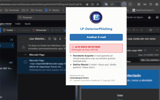 LP-DetectorPhishing :: Analisa e-mails no Gmail e Outlook (Corpo e Remetente) em busca de Phishing.