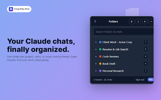 Claude Folders: Organize, Search & Export for Claude.ai :: Folders, content search, fork, and bulk Markdown export for Claude.ai. Organize every conversation. Find any answer in seconds.