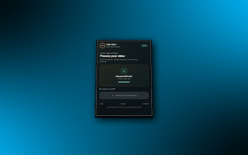 TOP EDIT SUITE :: Local MP4 video processing with an optional TOP EDIT TikTok caption mention and hashtag.