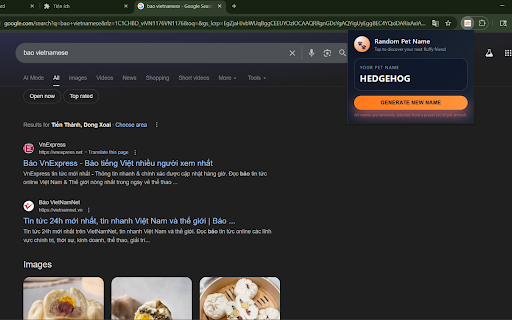 Random Pet Name :: Show a random pet animal name with a clean, modern popup design.