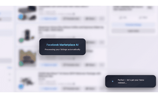 Facebook Marketplace Relister - Delete & Relist :: Automatically repost Facebook Marketplace listings to increase visibility and sales. Smart relisting with customizable intervals.