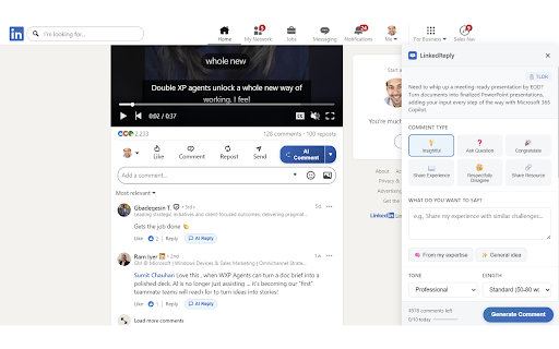 LinkedReply - AI LinkedIn Comments & Posts :: Draft LinkedIn comments, posts, connection messages, and replies with AI that matches your voice.