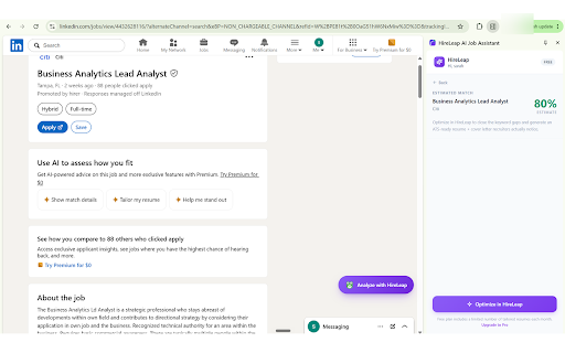HireLeap AI Job Assistant :: Analyze LinkedIn jobs instantly with HireLeap AI.