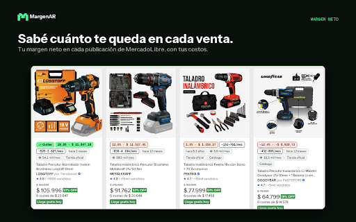 MargenAR — Rentabilidad para vendedores :: Por qué tu publicación de MercadoLibre no aparece y qué arreglar primero, con IA y tu margen neto. No afiliado a MercadoLibre.