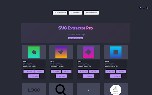 SVG Extractor Pro :: Finds and loads SVG images from web pages