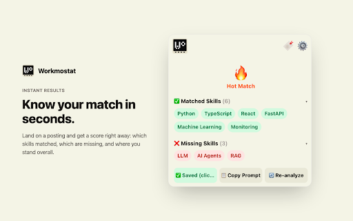Workmostat :: Compare job postings with your resume for free, locally in your browser.