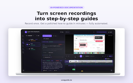 UseGuide Recorder :: Record your screen and let UseGuide AI turn it into a polished, narrated product tutorial.