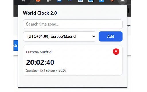 World Clocks 2.0 :: Shows current time in all user-selected time zones.
