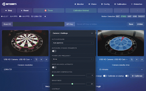 Autodarts Camera Settings :: Adds V4L2 camera control sliders to the Autodarts board config page.