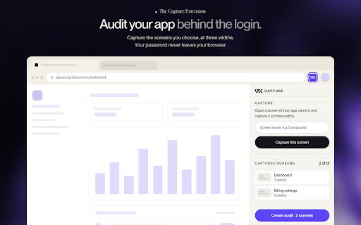 UX Signal Capture :: Capture your app's logged-in screens and audit them with UX Signal — your password never leaves your browser.