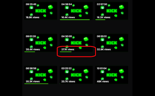 Kick Timestamps :: Helpful extension that remembers the VODs you watched and allows you to resume them later from that timestamp.
