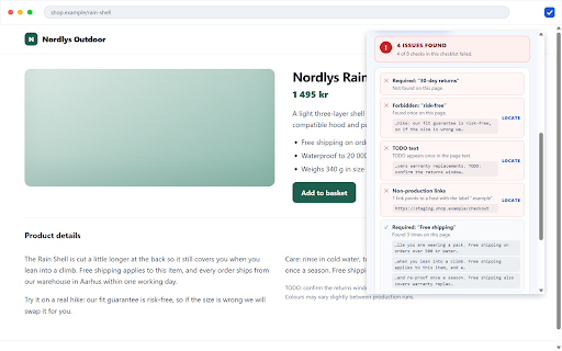 PageChecklist – Required & Forbidden Text :: Check any page against your own required and forbidden terms. Local, private and no sign-up.