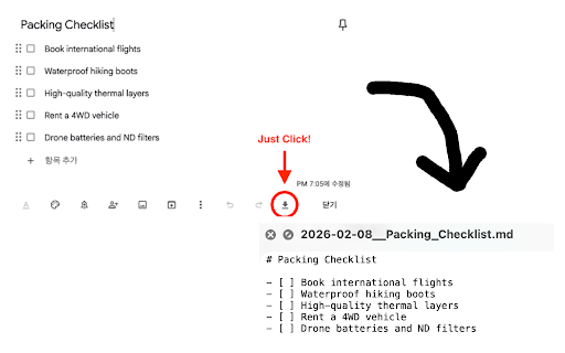 Keep to Markdown Export :: Export Google Keep note to Markdown file.
